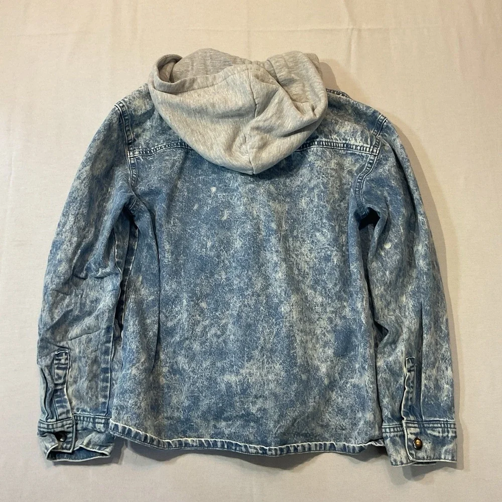 Weekend Academy Boys Vintage Style Acid Wash Hooded Jean Jacket L 10-12‎